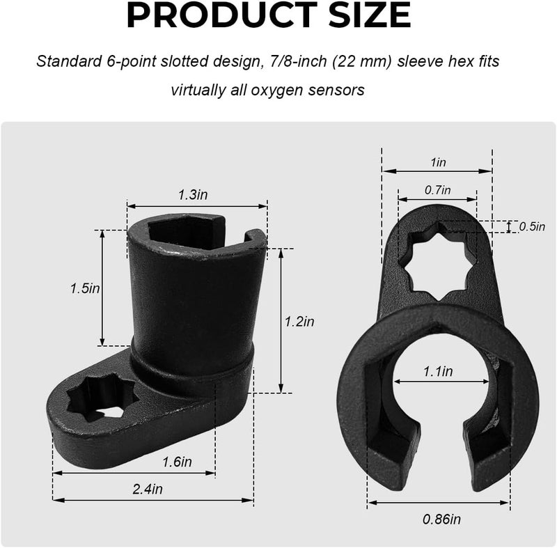 ZNDAW Offset Oxygen Sensor Socket, 3/8-Inch Drive by 7/8-Inch 22 mm O2 Sensor Removal Tool, Offset 6-Point Oxygen Sensor Socket Wrench for Most Cars (1/2) - Image 2